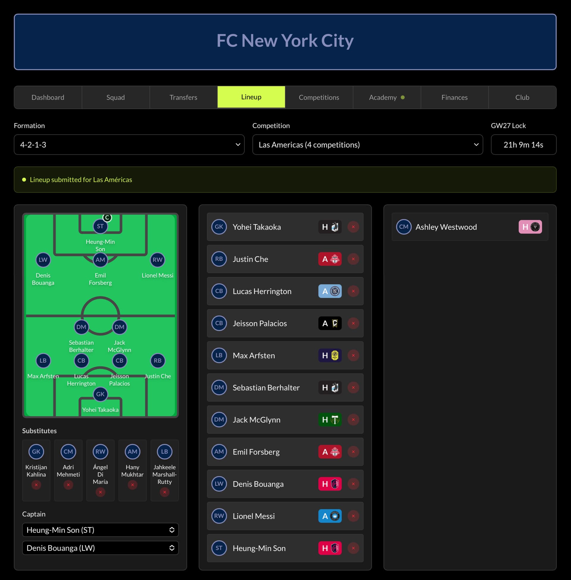 Competition selection UI